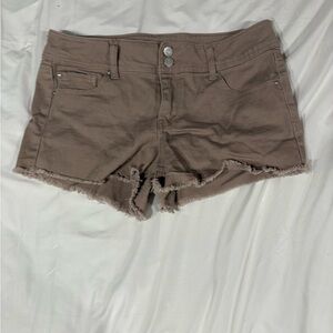 Women's Tan Frayed Hem Shorts